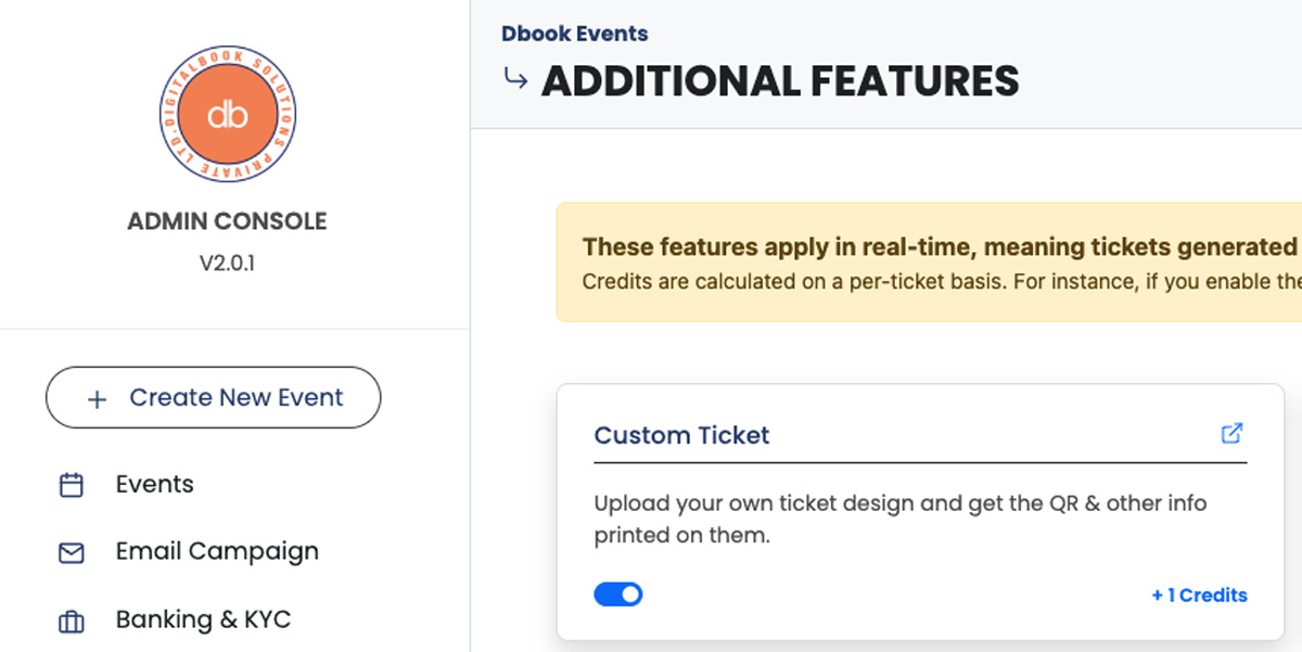 how to enalbe custom ticket | Dbook