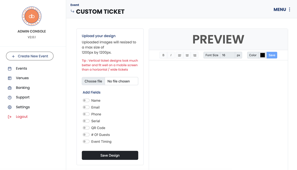 Custom Ticket