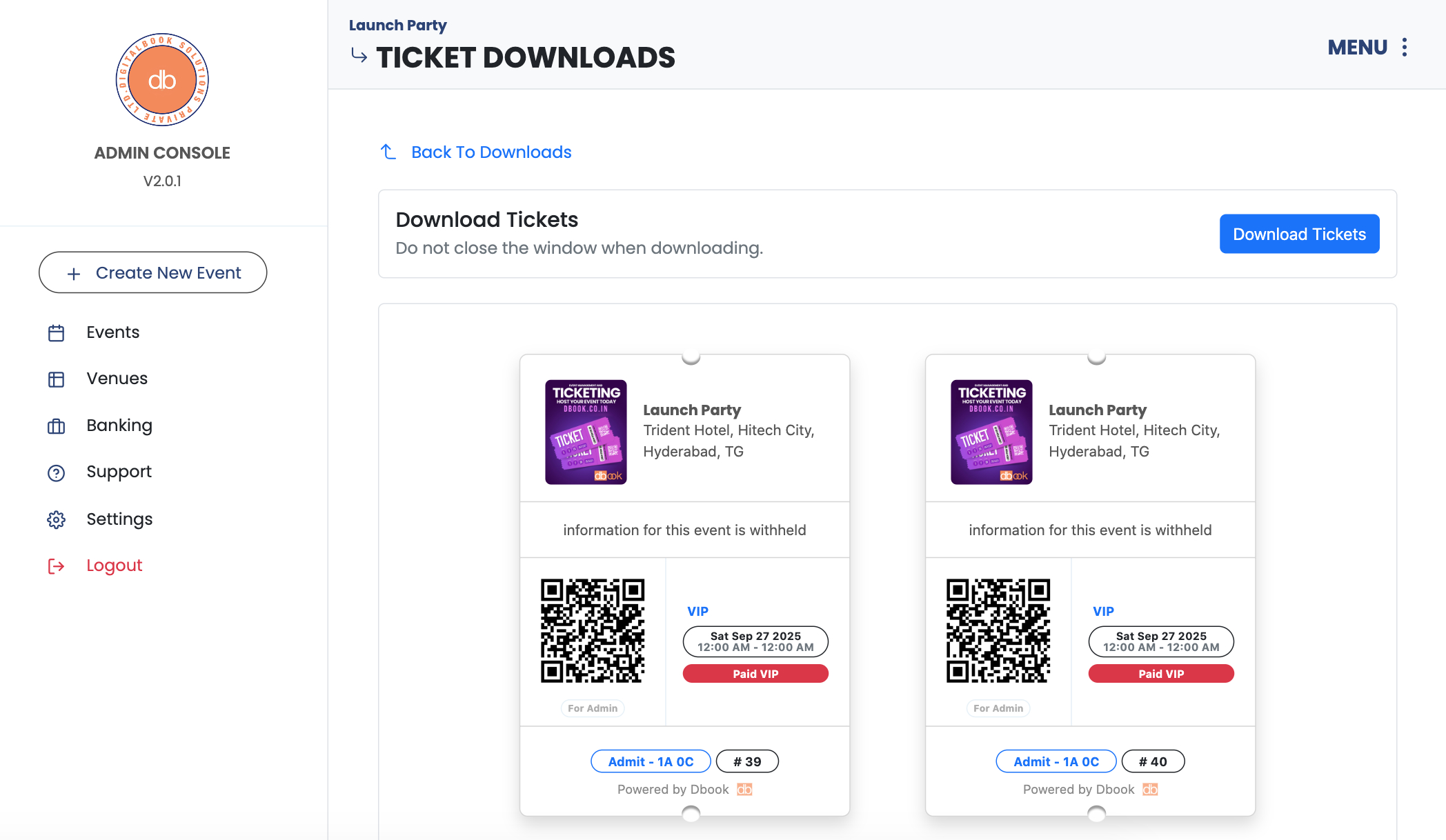Ticket Download to ZIP