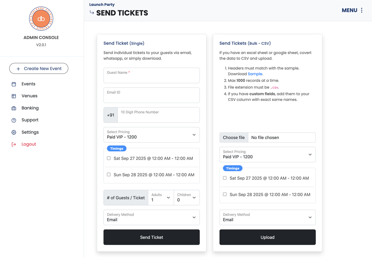 Send Tickets